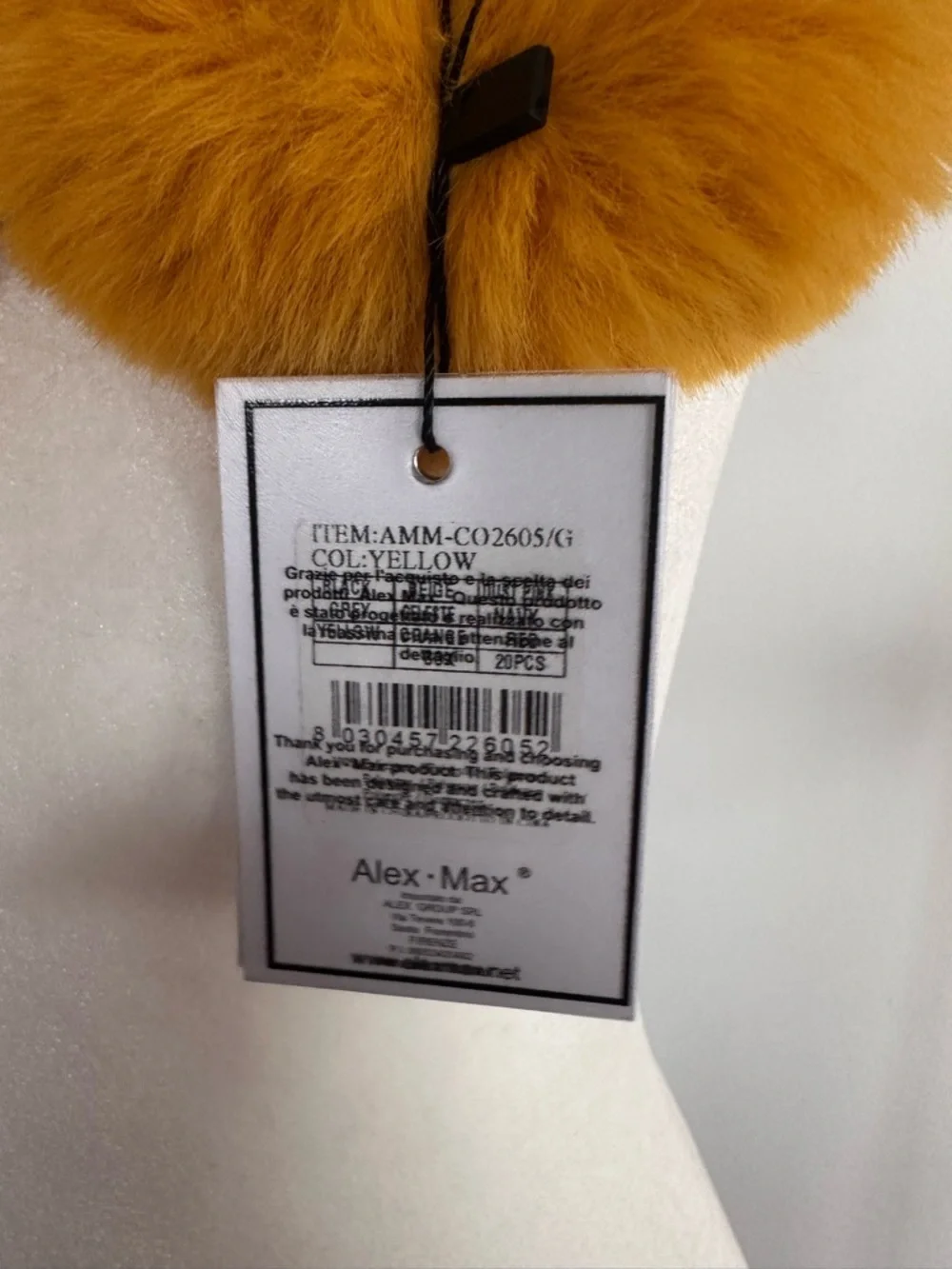 Alex Max Faux Fur  Marigold Neck Warner Scarf With Pompom Closure NWT